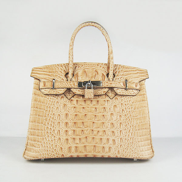 Replica Hermes Birkin 30CM Crocodile Head Veins Bag Earth Yellow 6088 On Sale